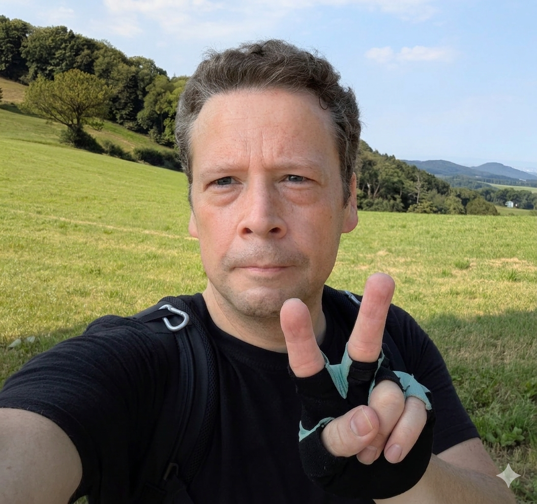 Ich auf einer Radtour im Grünen